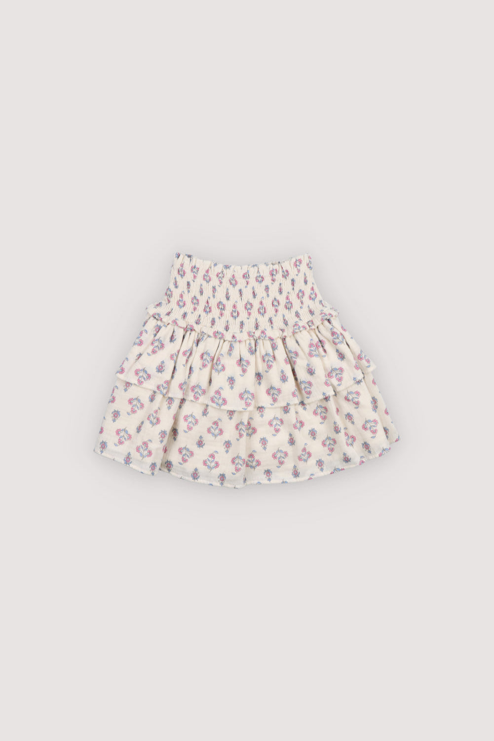 Skirt in soft 100% cotton gauze with a charming seal print, featuring double ruffles and an elastic waistband for a comfortable, playful fit.