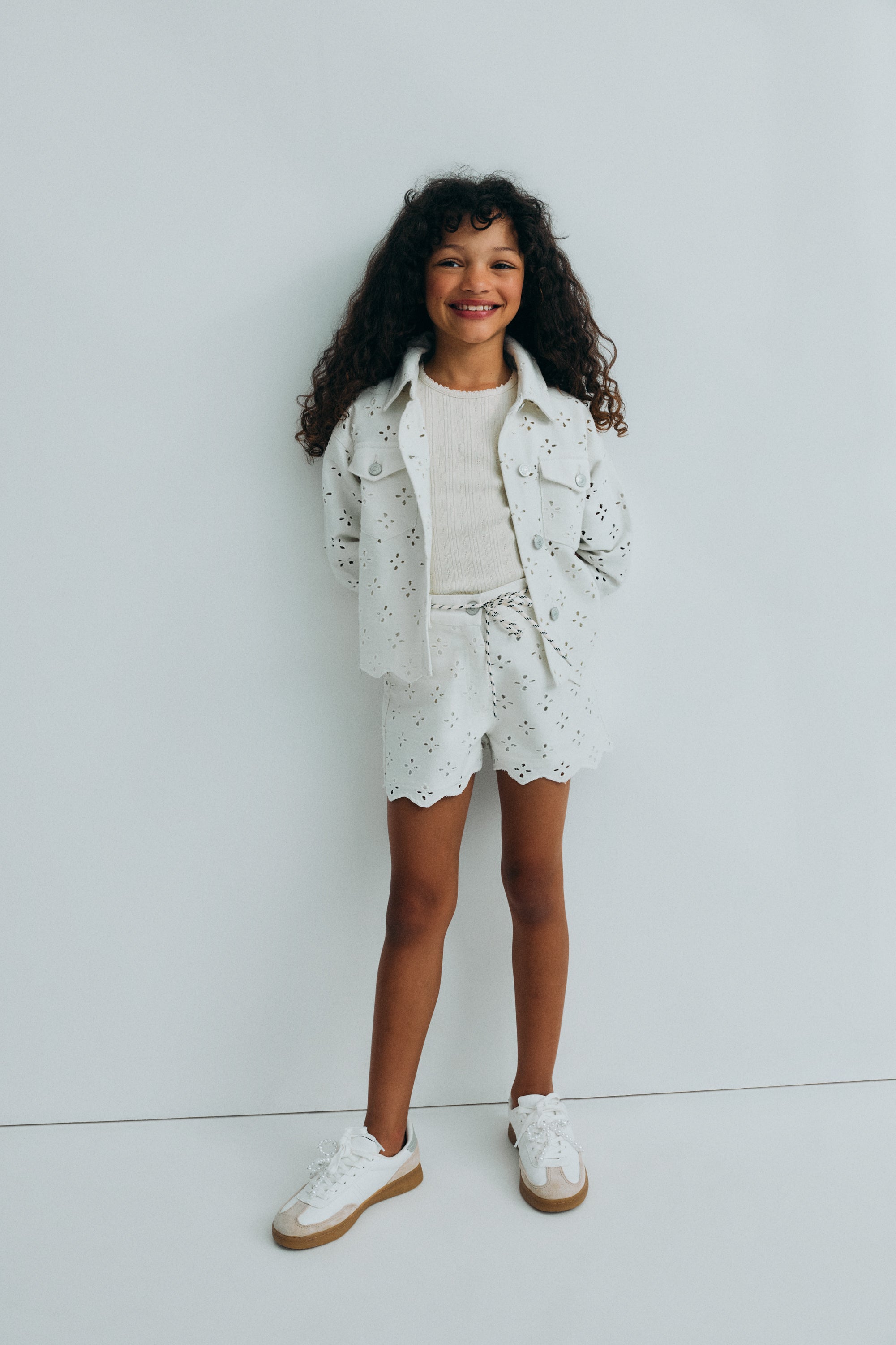 Denim jacket with delicate all over embroidery detailing, making it a unique and special statement piece.