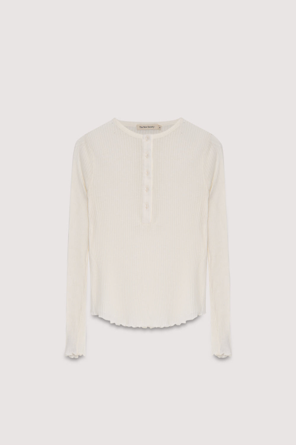 Slim ribbed cotton t-shirt with a ribbed collar and placket, featuring tone-on-tone buttons.