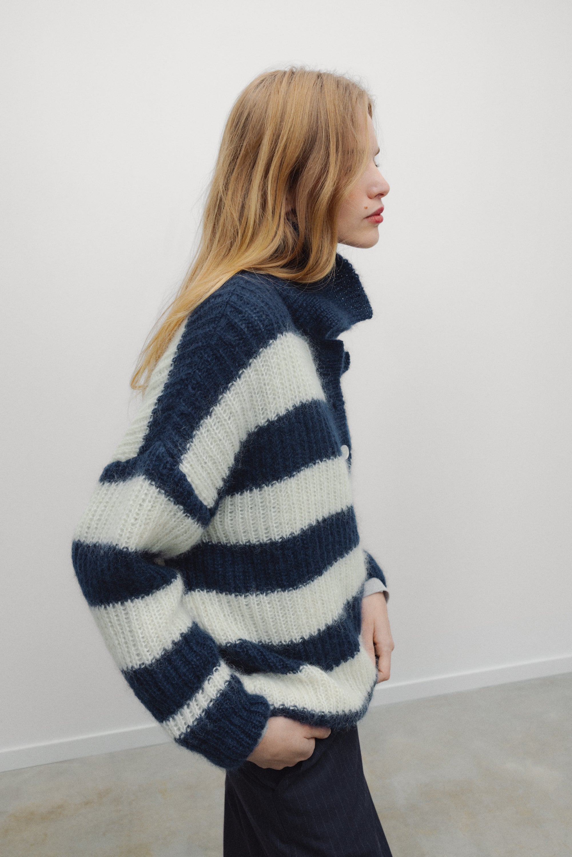 Ellie Woman Polo Black Iris Stripe