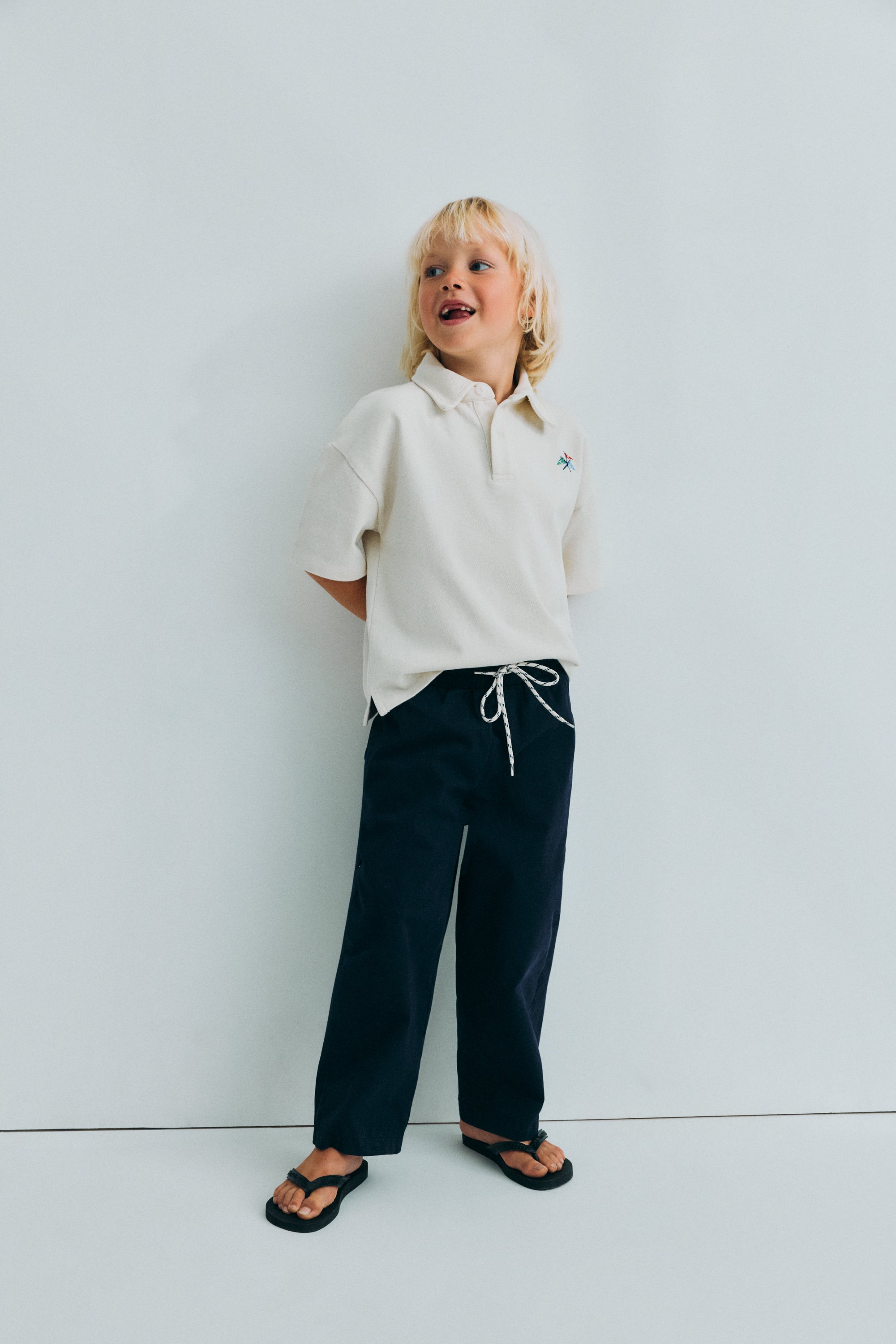 One of our classic woven trouser styles, crafted in soft cotton with side and back pockets.