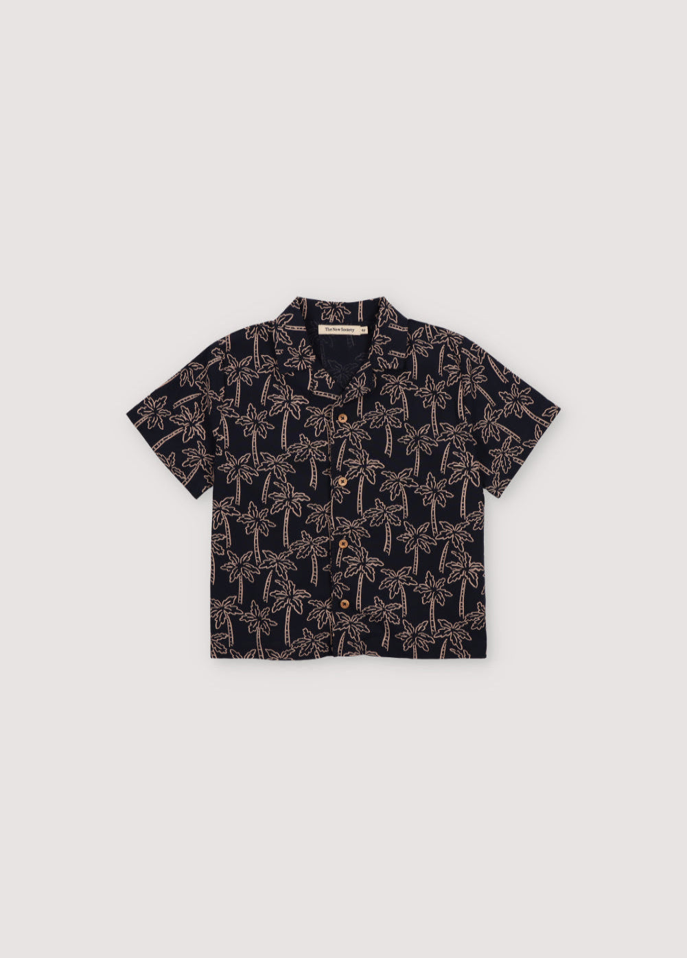 Ithaki Shirt in 100% cotton fabric with our Palms Navy print and elastic waistband with adjustable drawstring.