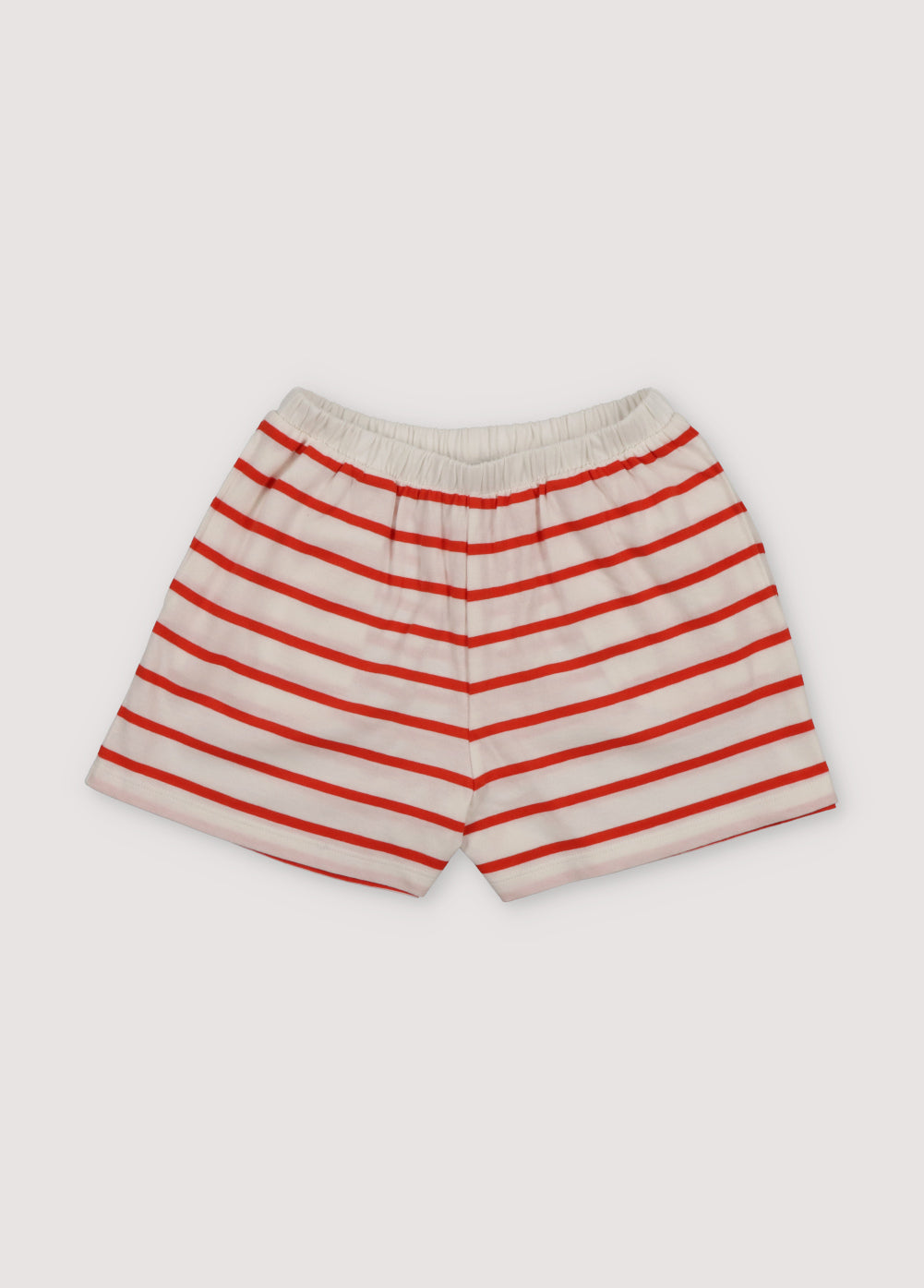 Bicolor striped shorts with an elastic waistband for maximum comfort. Designed for a relaxed fit, they can be paired with the matching T-shirt to create a complete, nautical-inspired look.