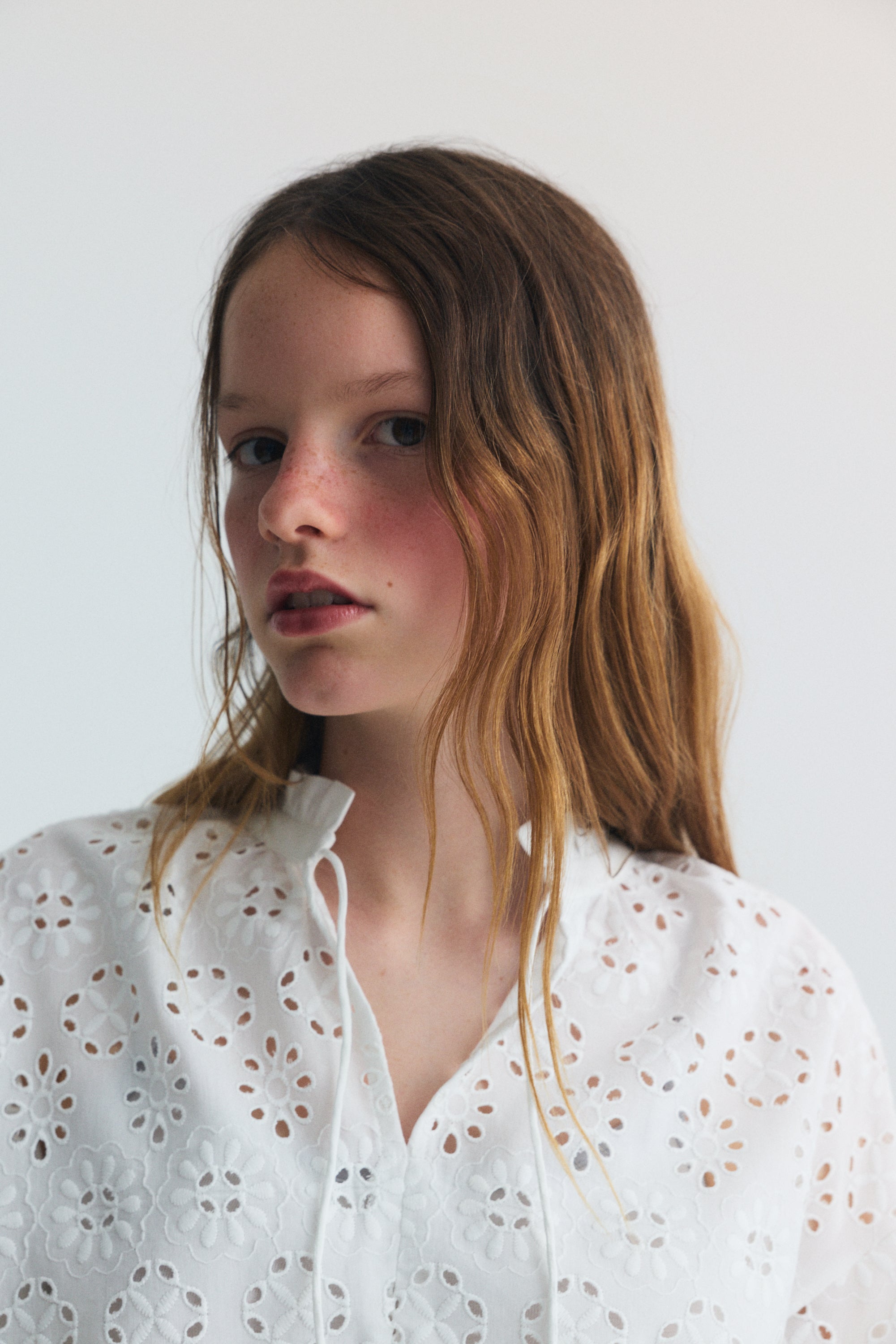 Teen blouse crafted from a beautiful embroidered cotton fabric