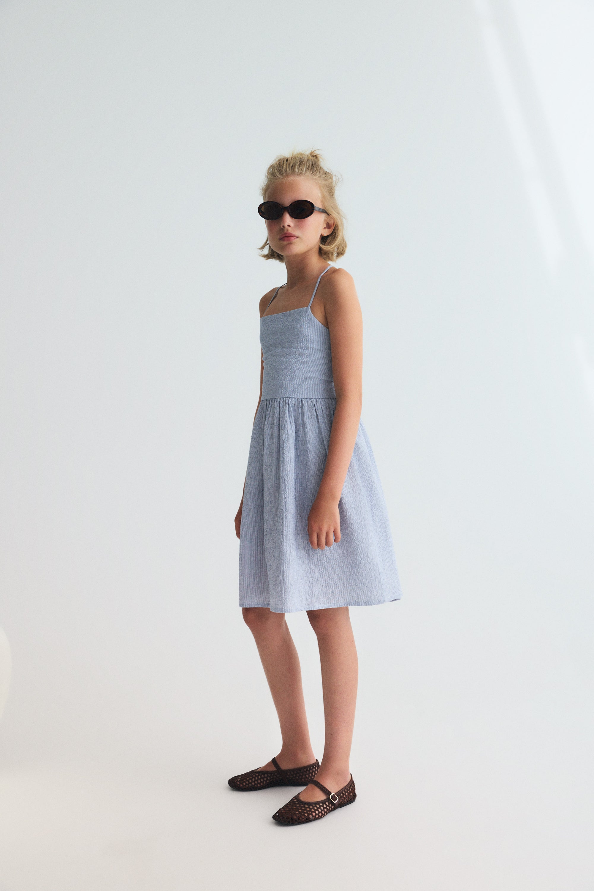 Cloe Teen Dress Summer Midnight Pinstripes