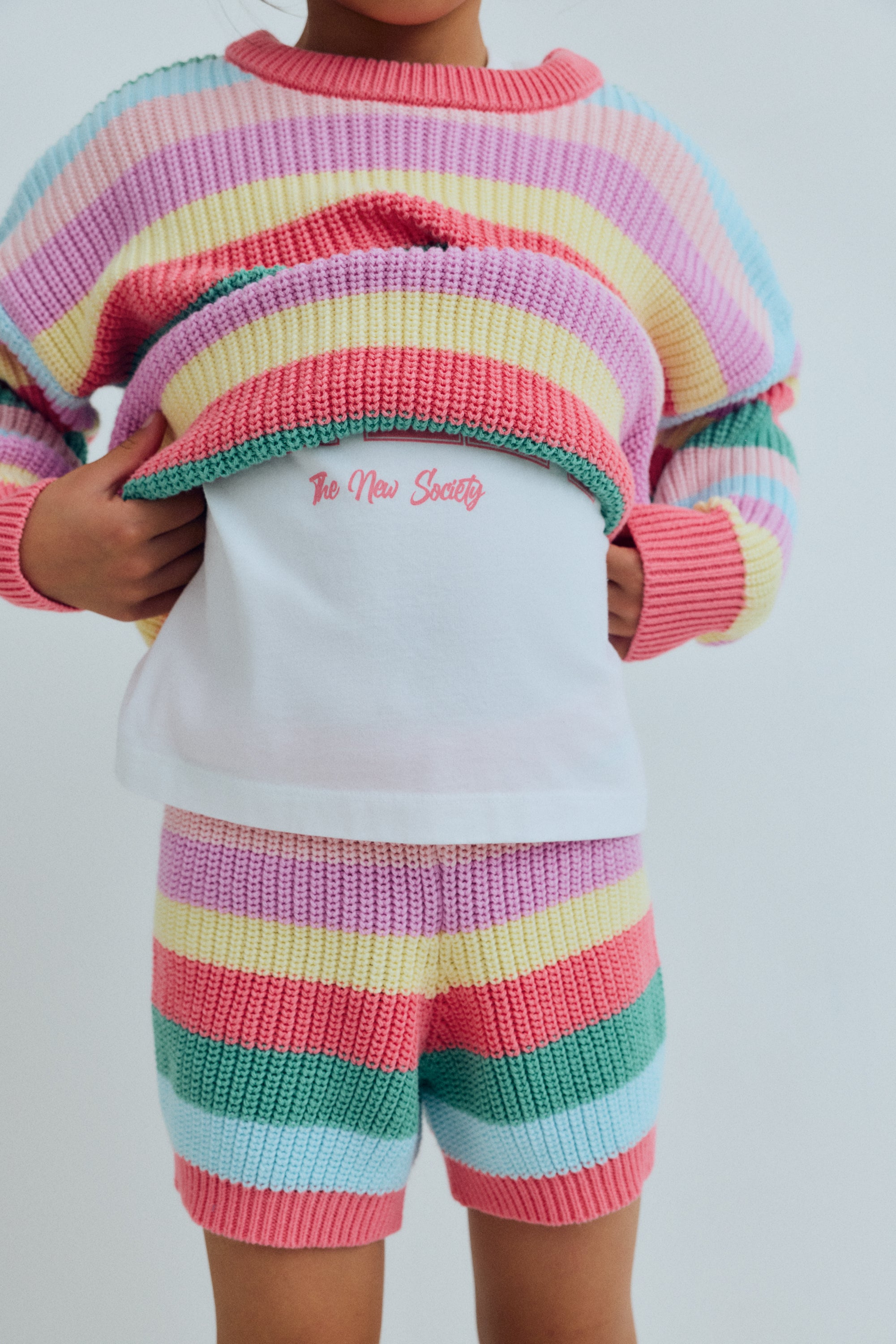 Canela Short Flamingo Rose Rayures Multicolores