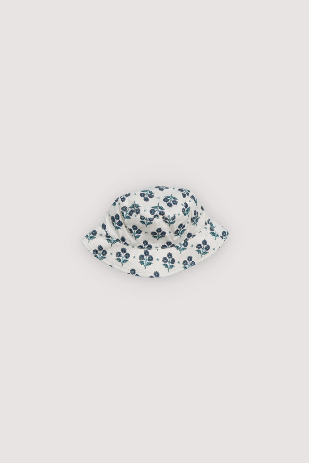 Denim bucket hat with a lovely stamp print. Spring Summer Collection. The New Society.