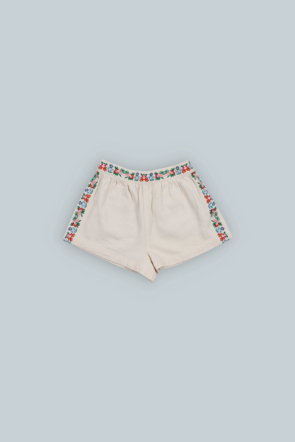 Malva Short Flower Embroidery Natural Denim_Sampling
