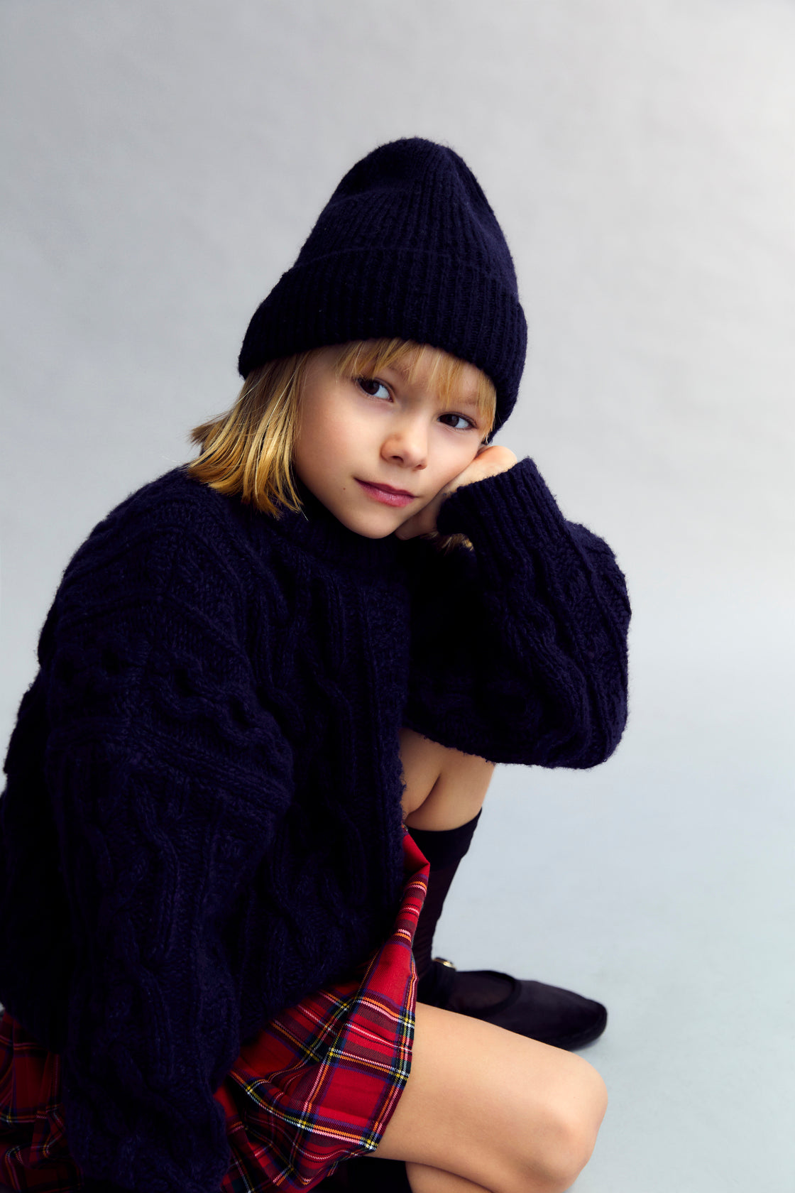 Rib knit wool beanie, perfect for pairing with the matching sweater.