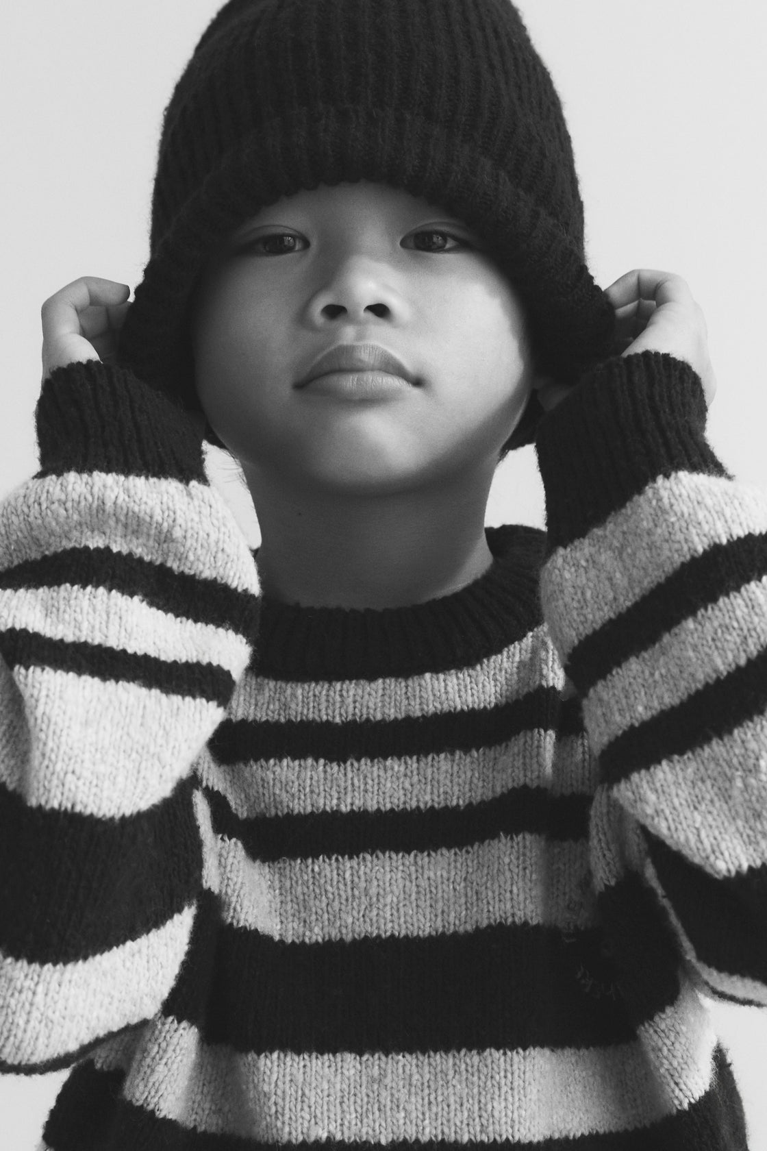 Rib knit wool beanie, perfect for pairing with the matching sweater.