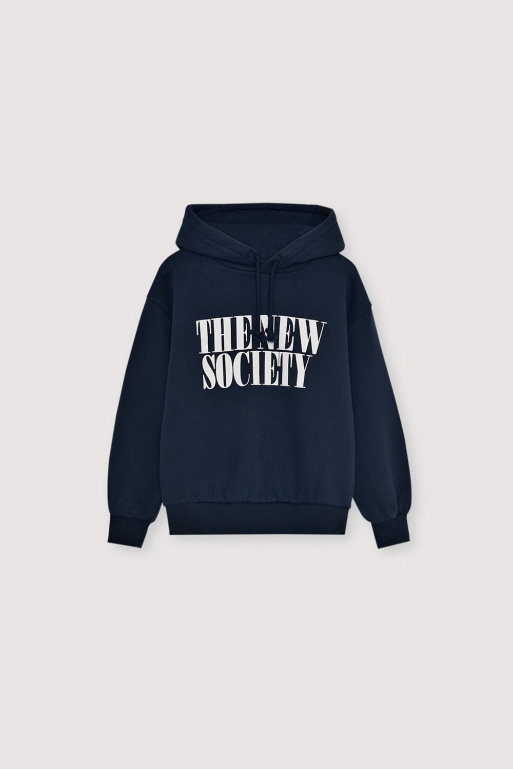 Hoodie with a contrasting "The New Society" print. Perfect for pairing with the matching cargo pants. Brushed on the inside and outside.