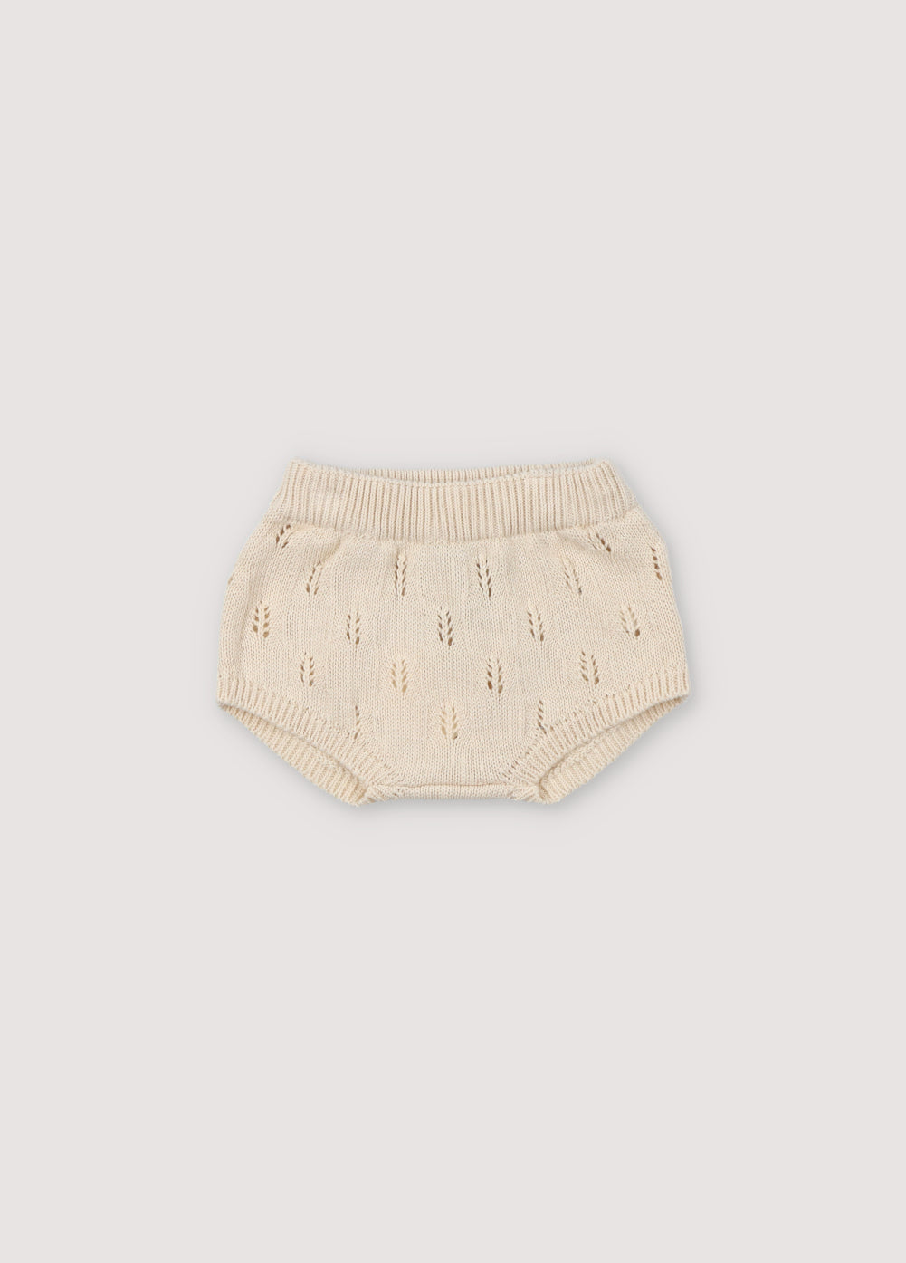 Knit bloomer with structure and ribbed elastic waistband and cuffs. Can be paired with the matching cardigan. Spring Summer Collection. The New Society.