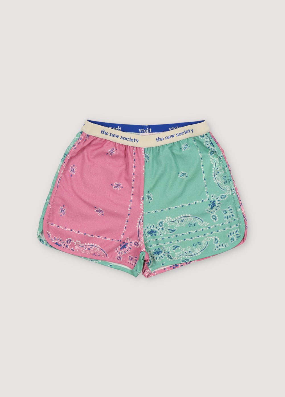 Mileto Girl Shorts in 100% cotton with our hibiscus and jade bandana prints. The shorts feature print contrasts and a macadamia elastic waistband with cobalt lettering. Spring Summer Collection. The New Society.