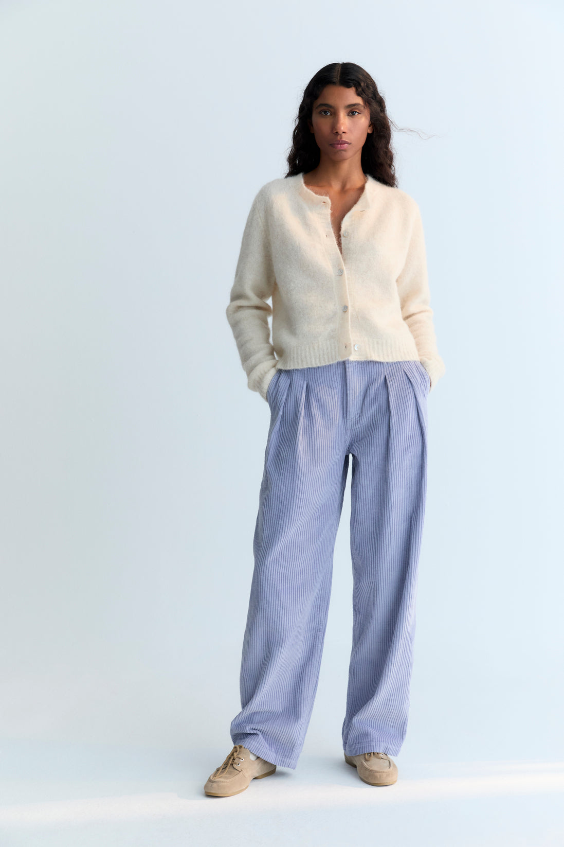 Our classic wide-leg corduroy pant with front double-pleat detailing.