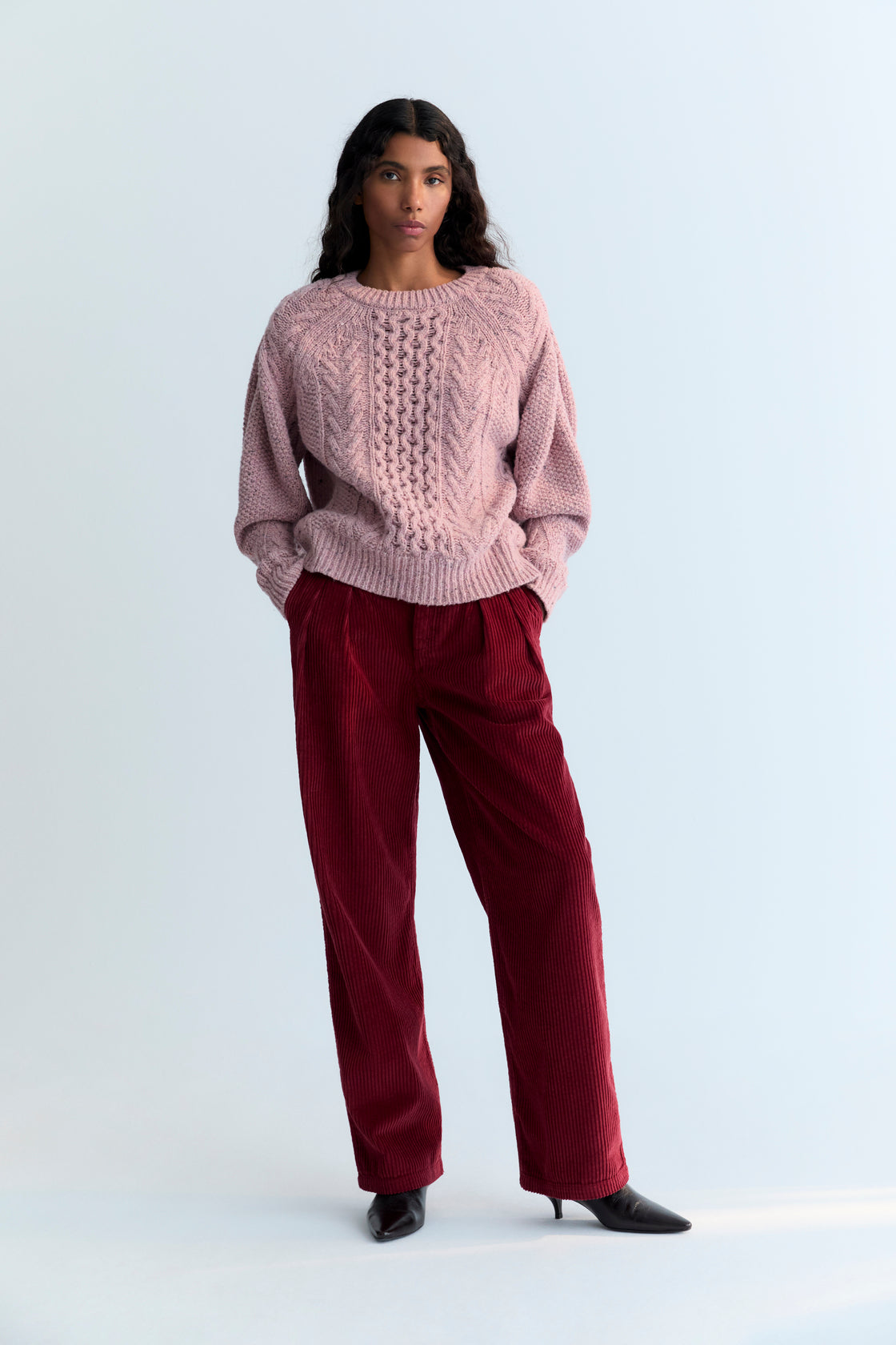 Our classic wide-leg corduroy pant with front double-pleat detailing.