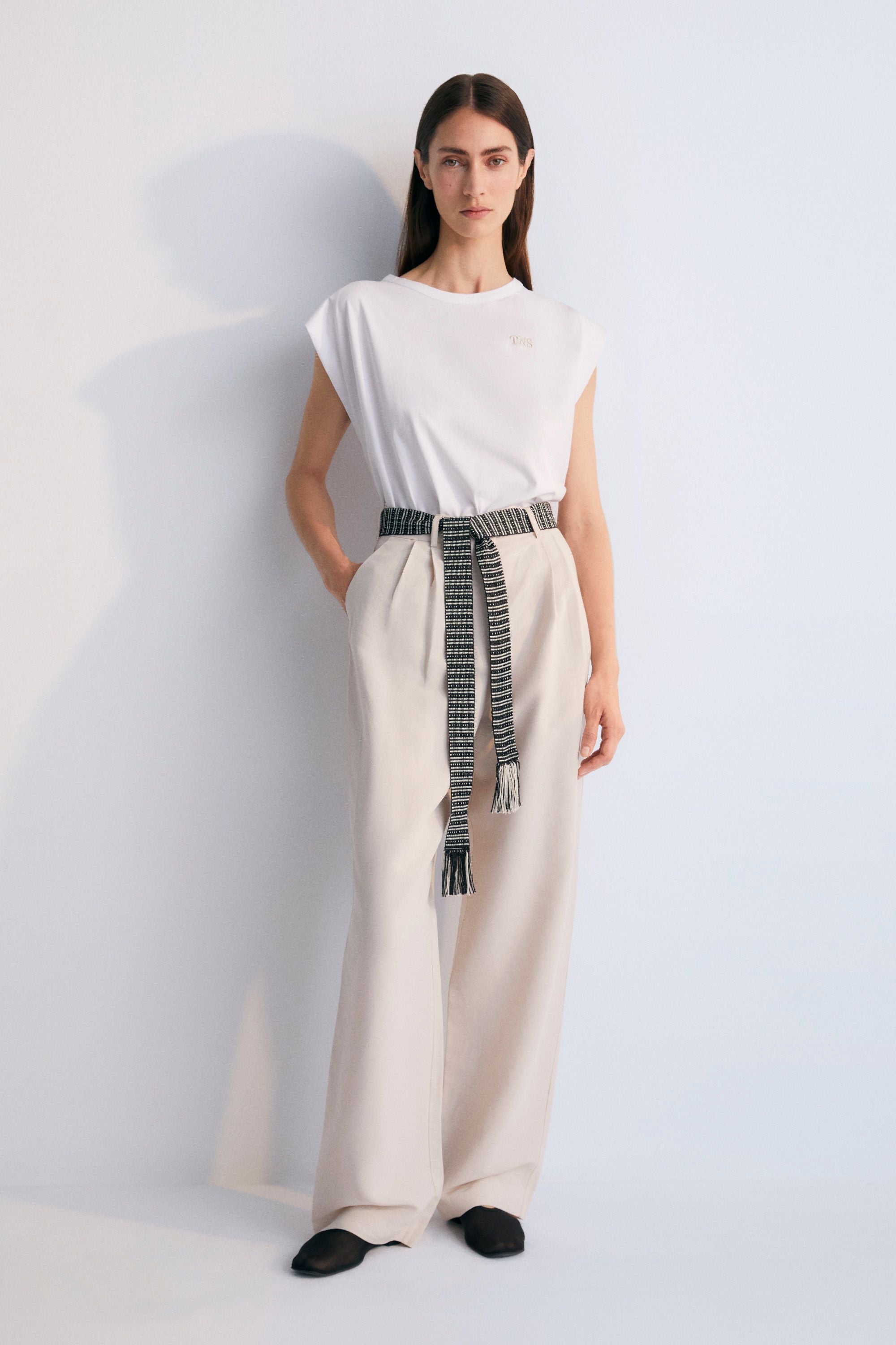 T-shirt with raised brand embroidery on the chest. Spring Summer collection. The New Society.