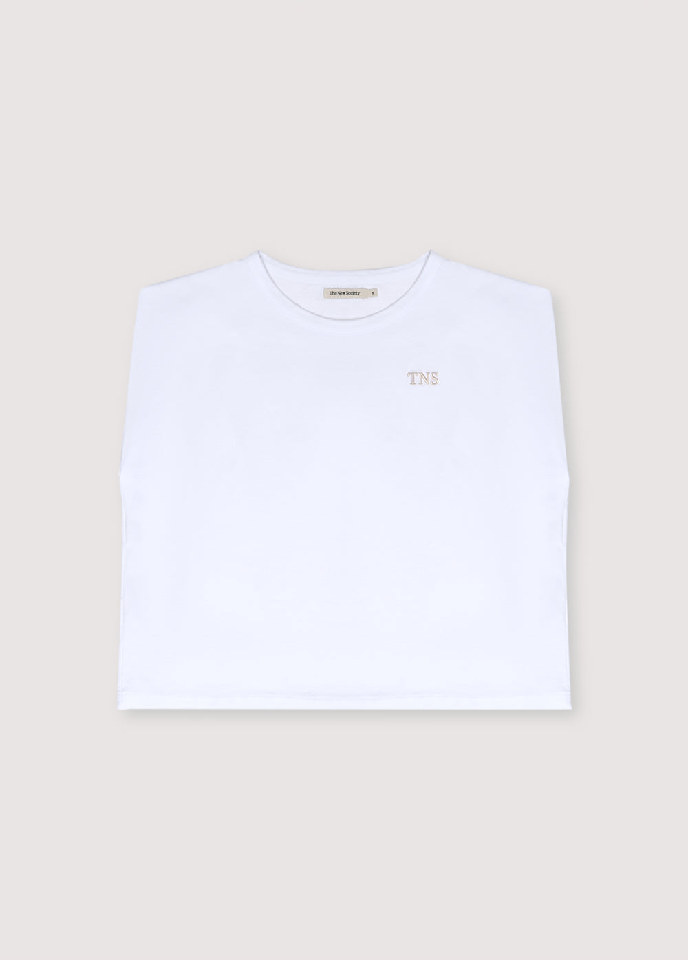 T-shirt with raised brand embroidery on the chest. Spring Summer collection. The New Society.