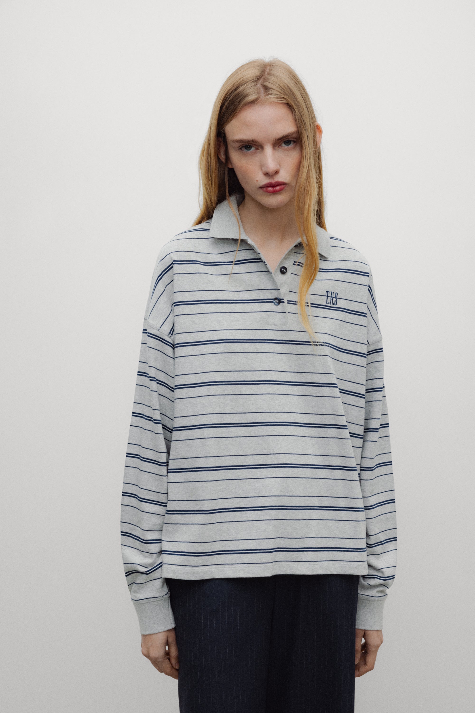 Ona Woman Polo Black Iris Stripe
