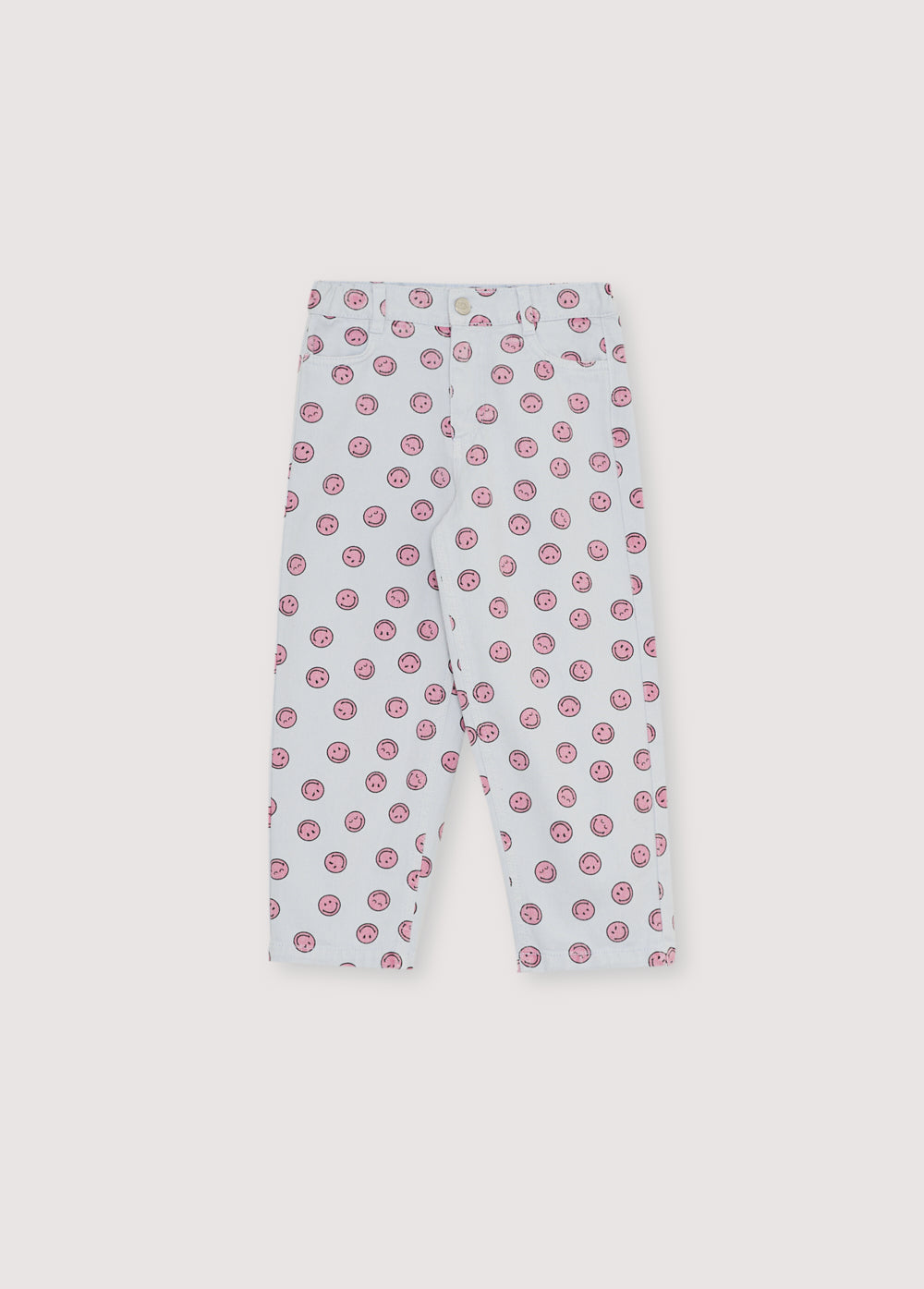 Denim pants with a classic five-pocket design, featuring an all-over SmileyWorld® print that adds a playful twist to a timeless silhouette.