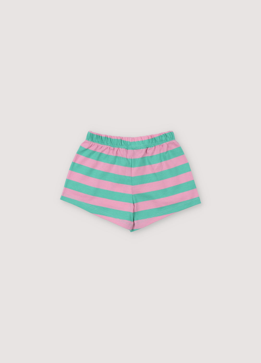 Shorts with fun bicolor stripes, elastic waistband, and tonal SMILEYWORLD patch. Spring Summer Collection. The New Society.