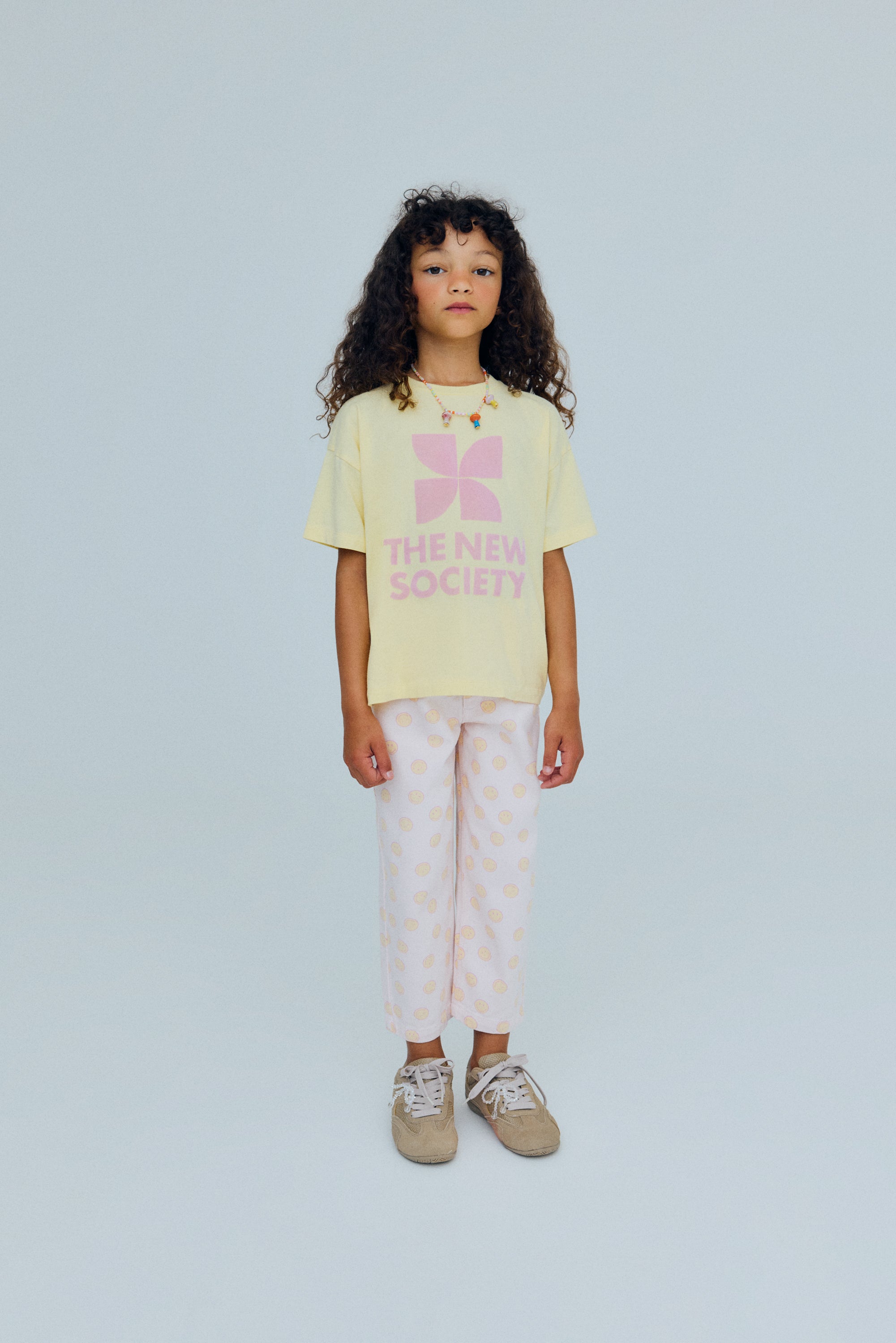 Denim pants in BCI cotton featuring a playful SmileyWorld® print and an adjustable waistband with front elastic.
