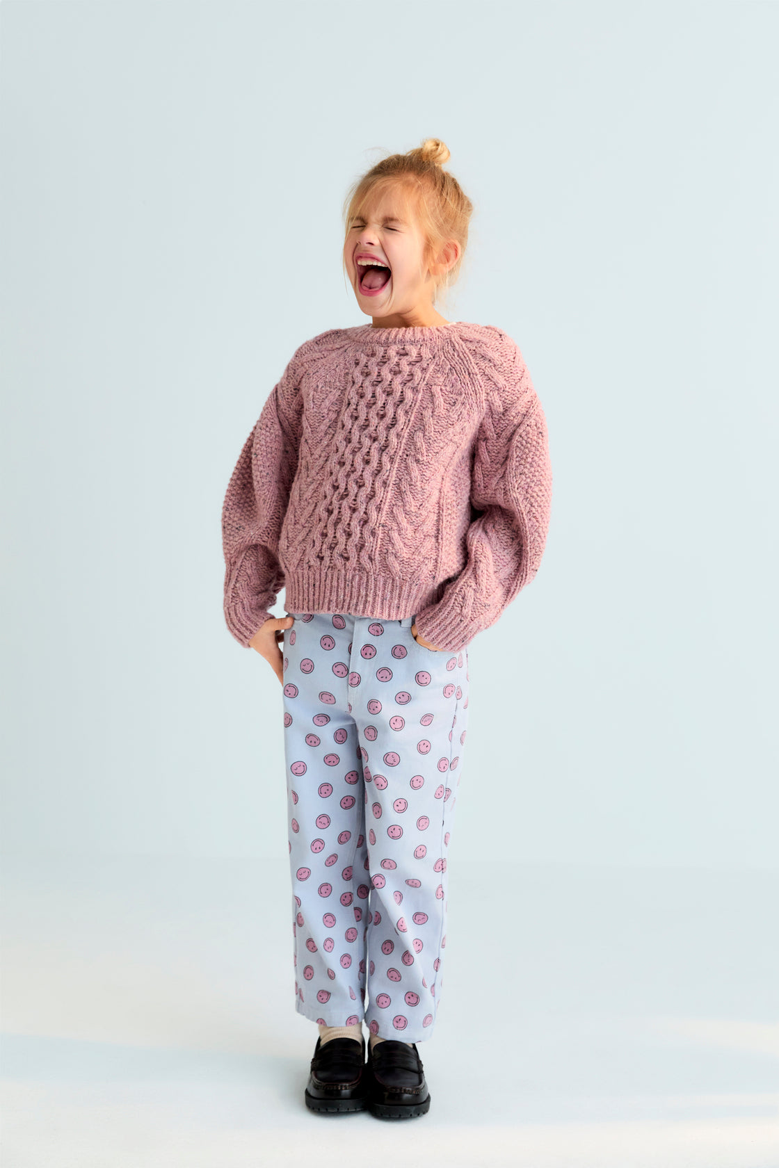 Denim pants with a classic five-pocket design, featuring an all-over SmileyWorld® print that adds a playful twist to a timeless silhouette.