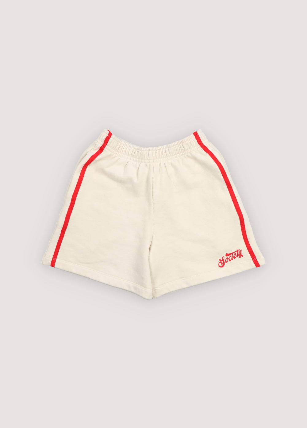 Soft cotton terry bermuda shorts featuring an elastic waistband, side pockets, double contrasting side stripes, and a brand print on the hem for a sporty, stylish finish.