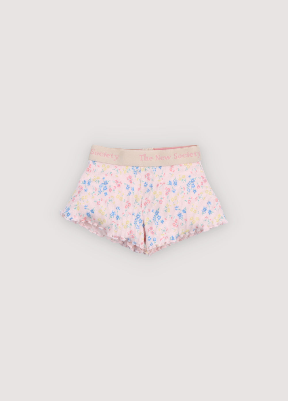 Pantalón corto para bebé de la nueva colección, confeccionado en suave tejido de canalé con el mismo bonito estampado floral que la camiseta a juego.