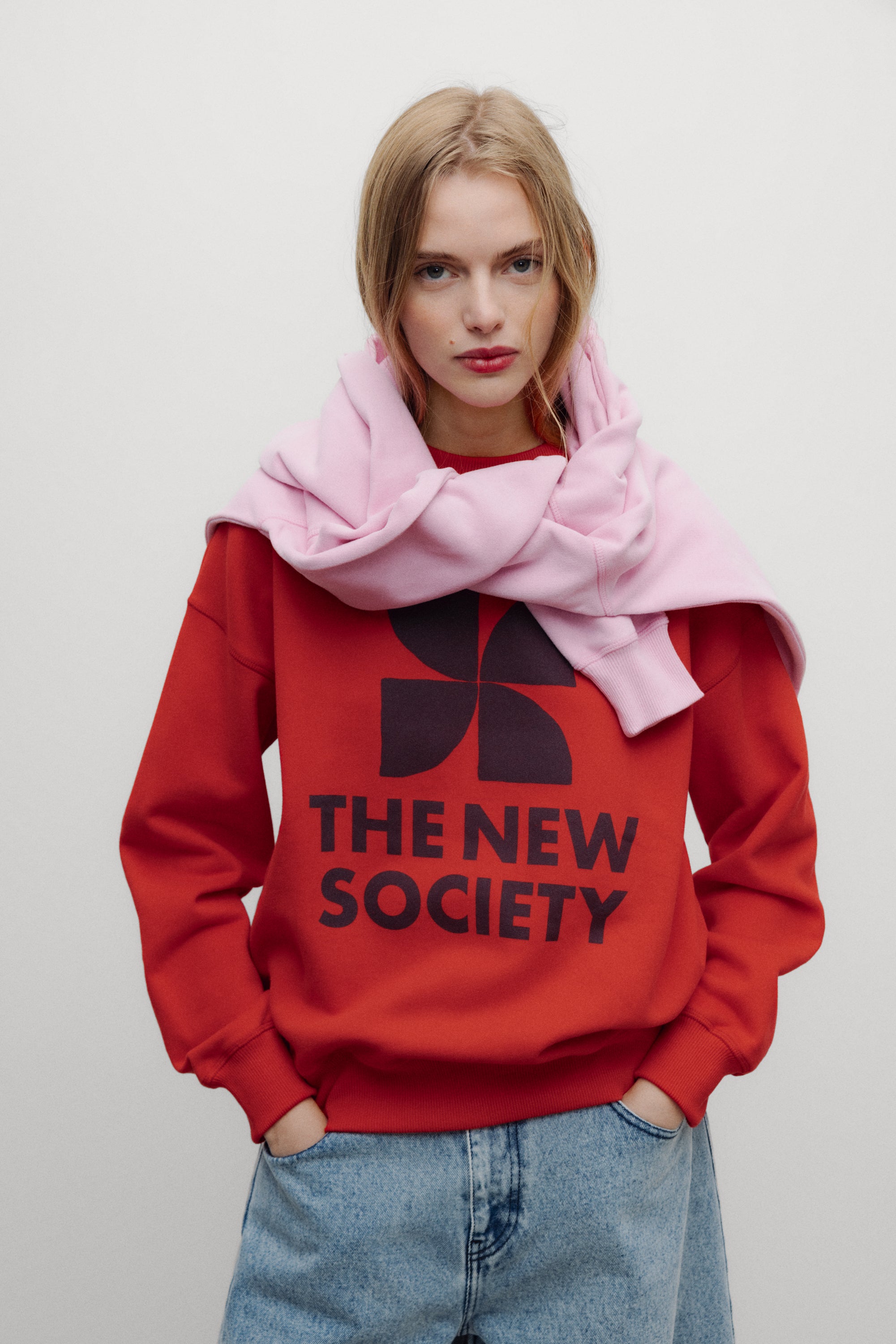 TNS Logo Woman Sweatshirt Chinese Red