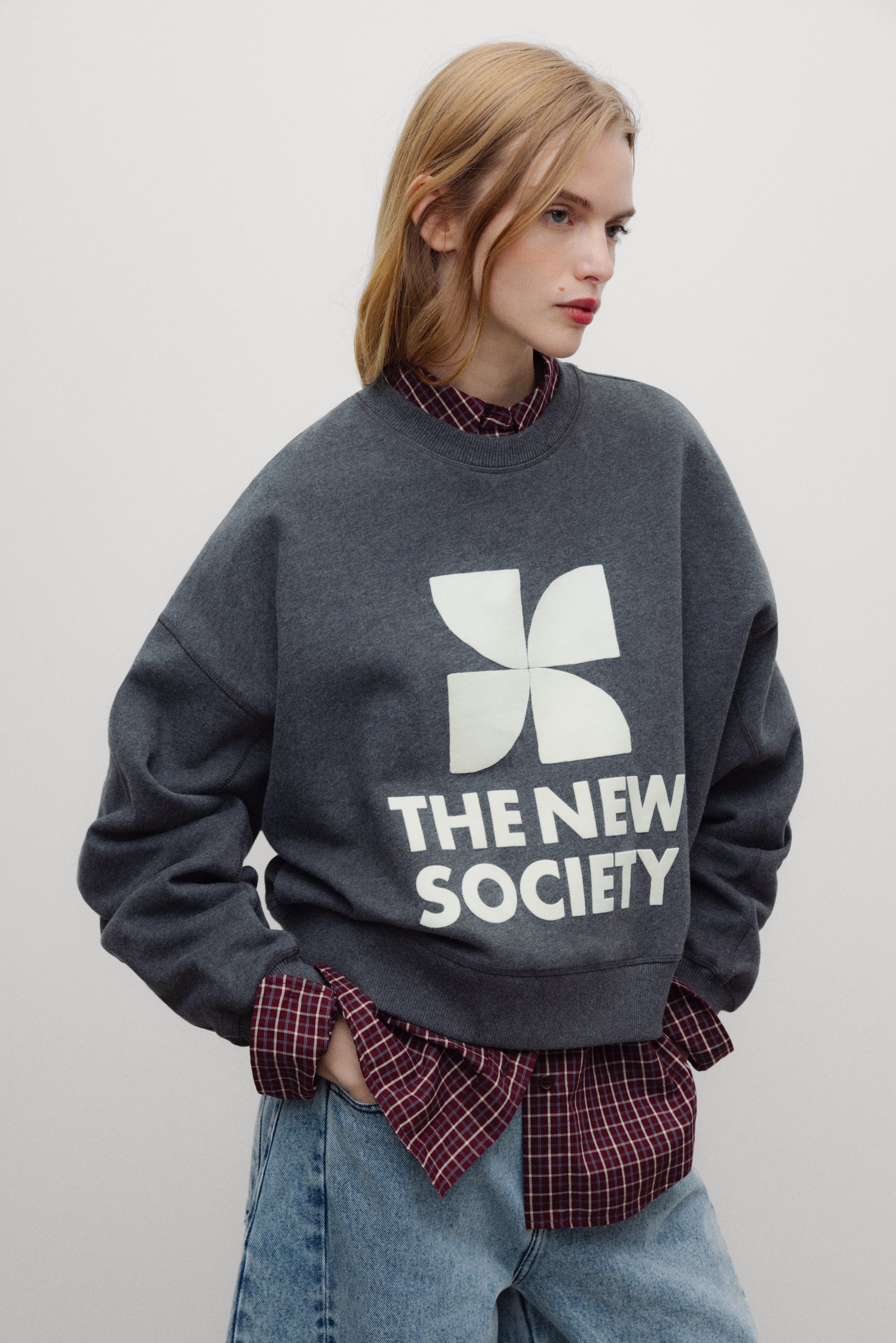 TNS Logo Damen Sweatshirt Dunkelgrau