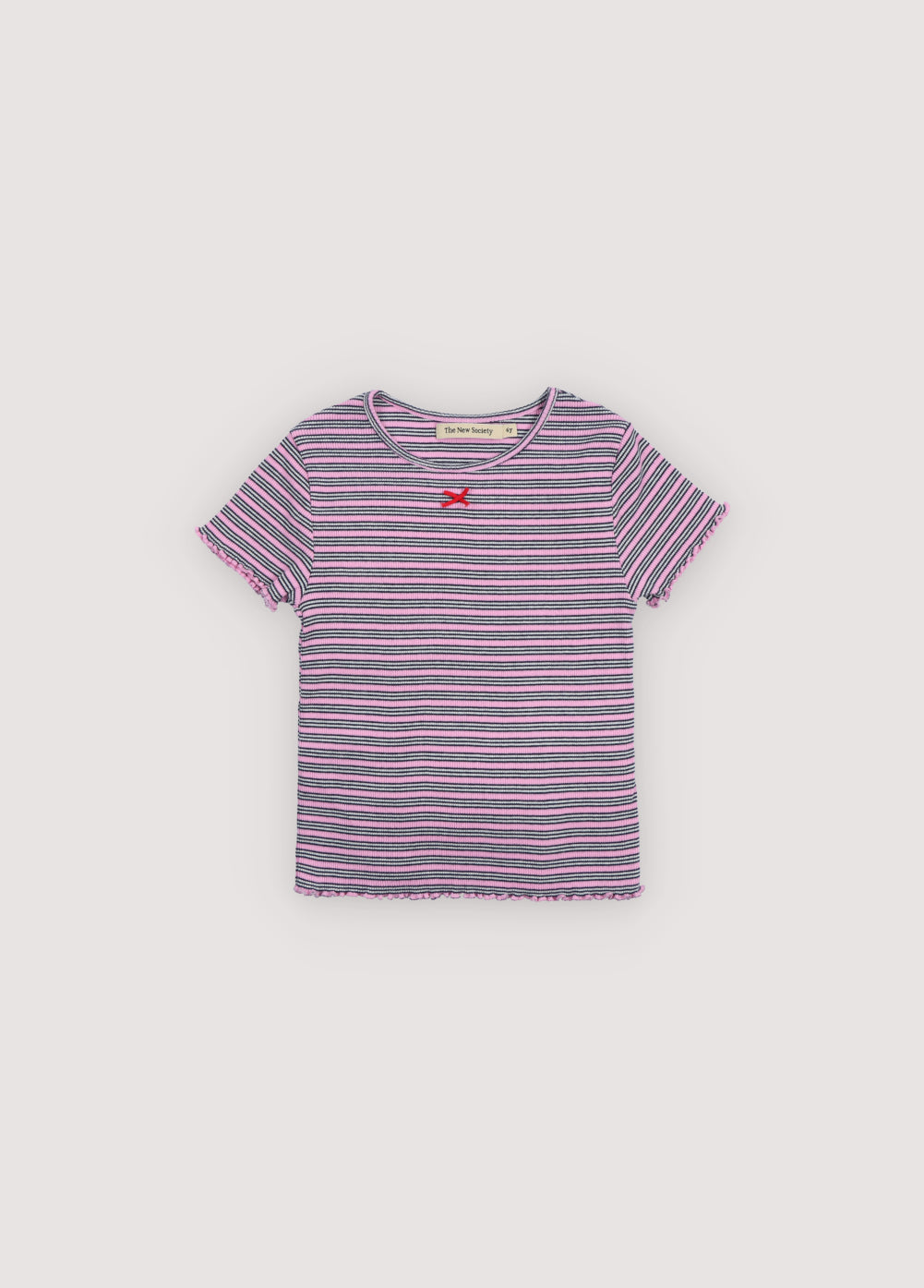 TNS Rib Tee Pink Lavander Mini Stripes