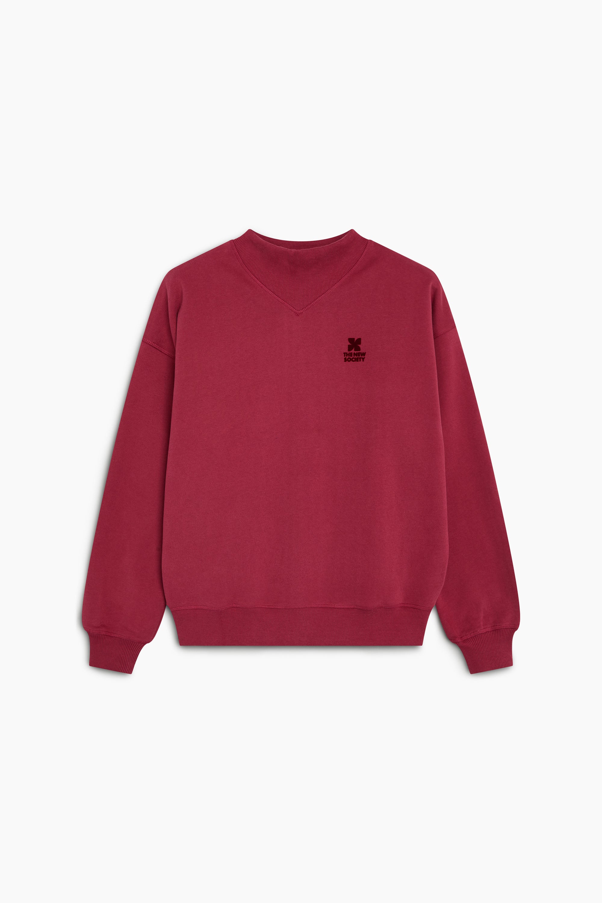 TNS Logo Rib Collar Woman Sweatshirt Rumba Red