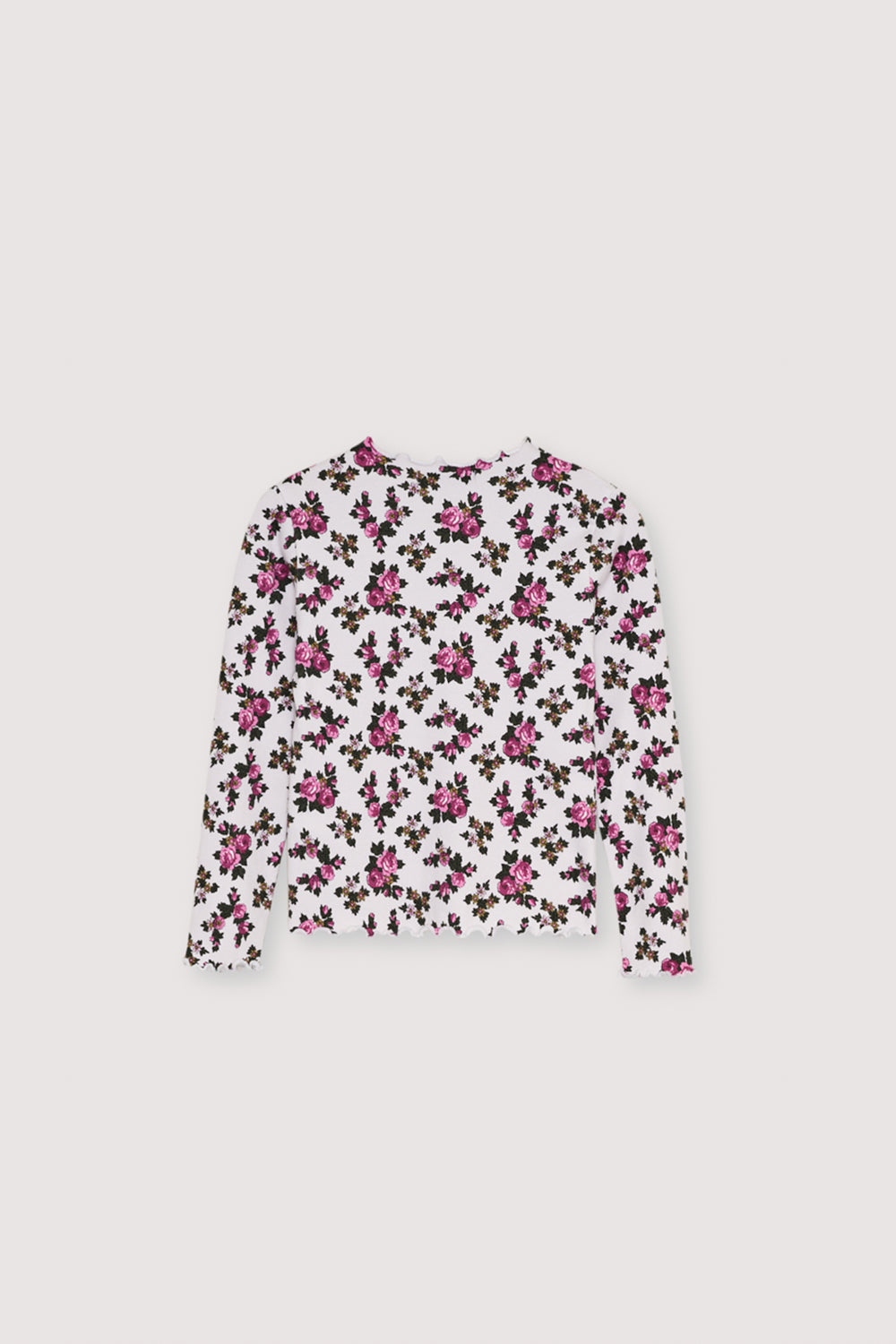 A soft and stretchy ribbed T-shirt featuring the delicate Elyse floral print and finished with subtle tone-on-tone baby overlock stitching