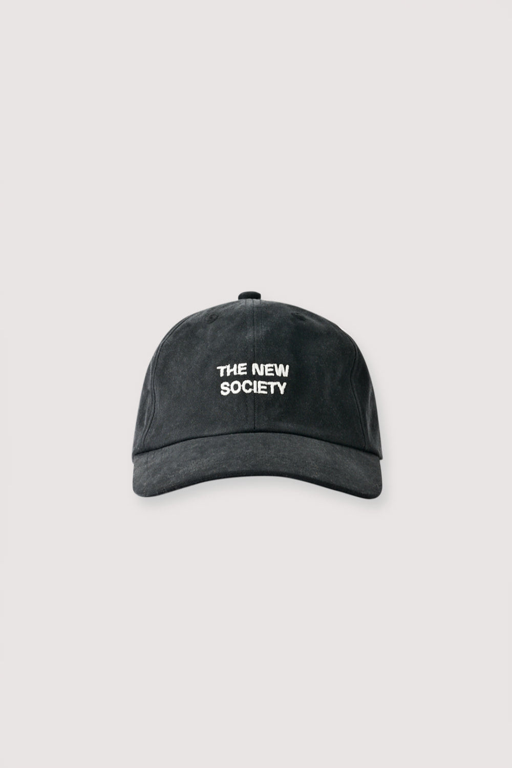 Washed grey canvas cap with contrasting brand embroidery detail. Adjustable at back.