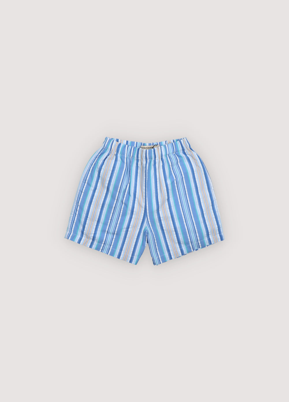 Tebas Bermudas in 100% cotton striped fabric, with an elastic waistband and an adjustable drawstring of the same fabric. Spring Summer Collection. The New Society.