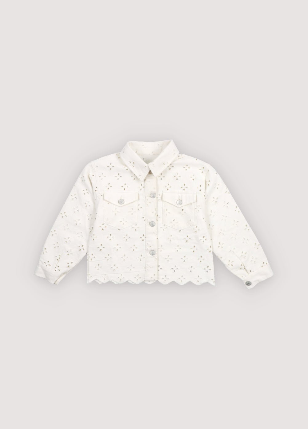 Denim jacket with delicate all over embroidery detailing, making it a unique and special statement piece.