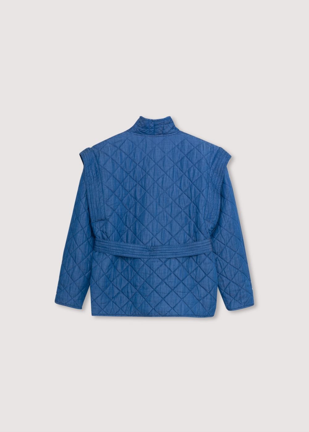 Eleni Woman Jacket, our bestseller jacket, now in 100% linen fabric with our hyacinth print and 100% lyocell denim. Spring Summer Collection. The New Society.