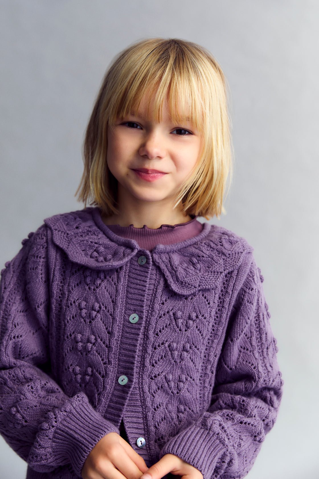 Lila Cardigan Grape Bliss