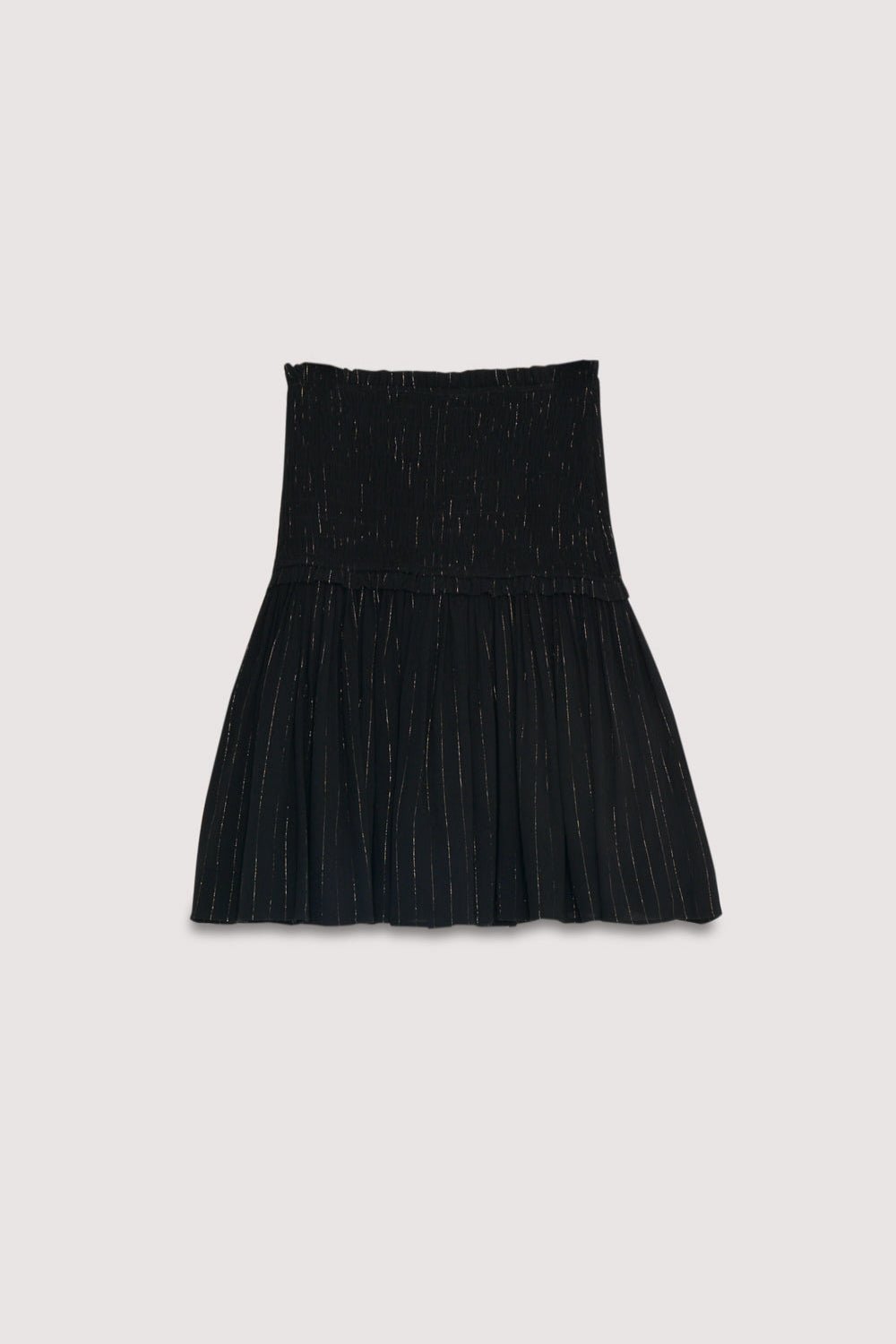 Jupe courte en viscose noire douce avec un subtil reflet lurex pour une touche de brillance. Conçu dans l'Eclipse Noir