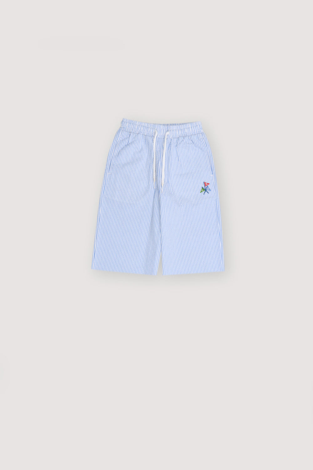 Bermuda Amande Rayures Seersucker Bleu Vista