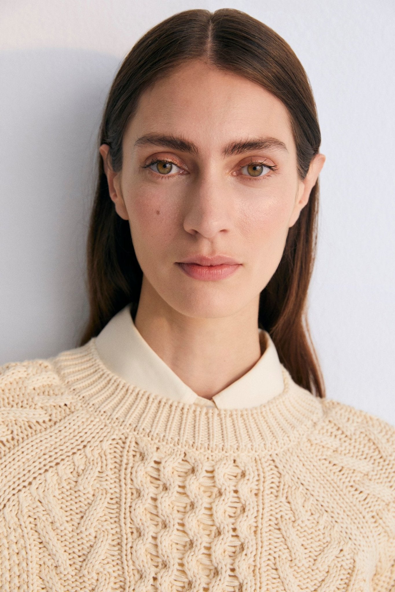One of our best-selling sweaters. Knitted with an original structure and featuring a pleat detail on the sleeve. Sprin Summer Collection. The New Society.