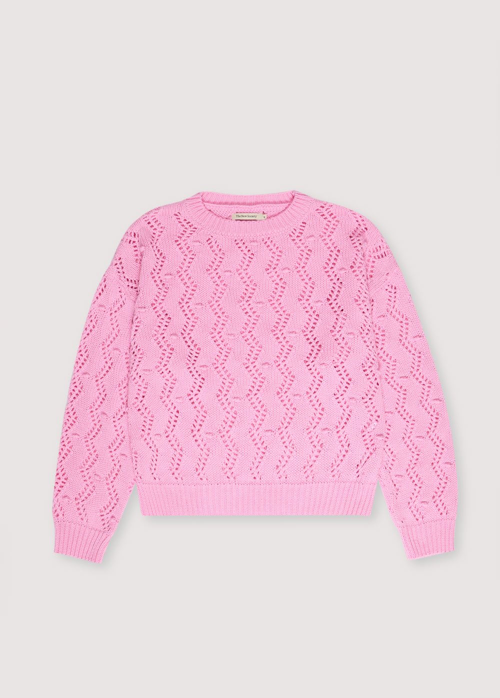 Sweater with an original textured knit that makes it a special garment. It features ribbing on the neckline, cuffs, and hem, and has a dropped shoulder sleeve design.
