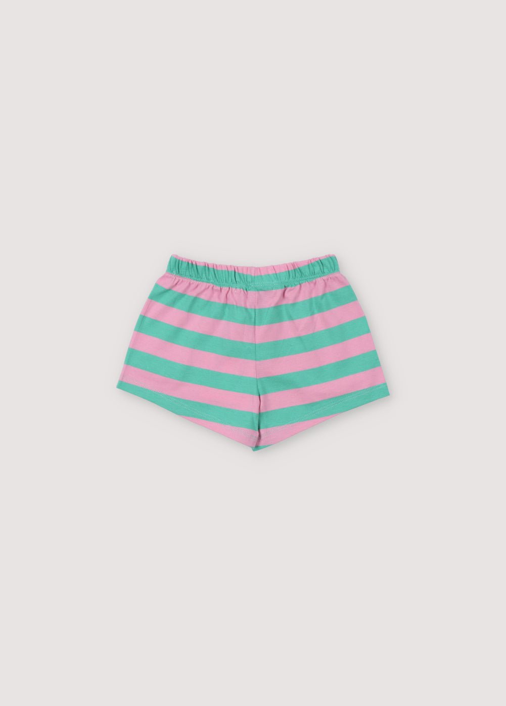Short avec des rayures bicolores amusantes, une taille élastique et un patch SMILEYWORLD ton sur ton. Collection Printemps Été. The New Society.
