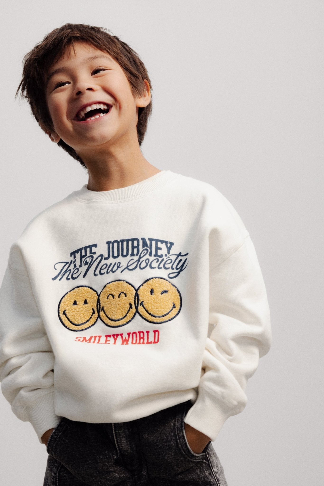 Smiley-Sweatshirt Flüsterweiß