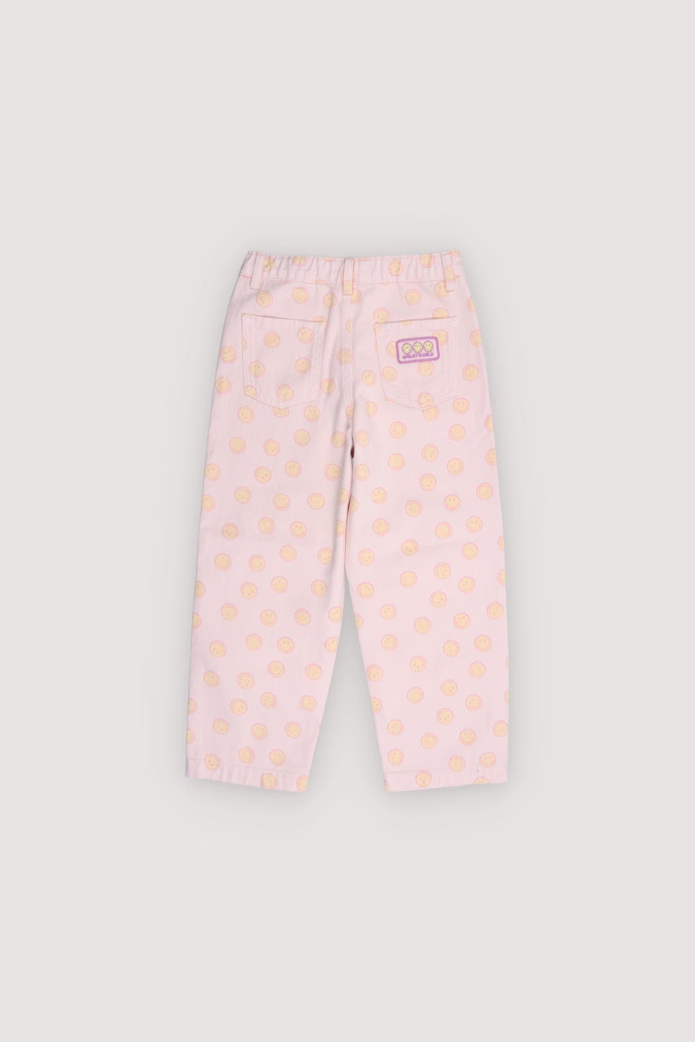 Denim pants in BCI cotton featuring a playful SmileyWorld® print and an adjustable waistband with front elastic.