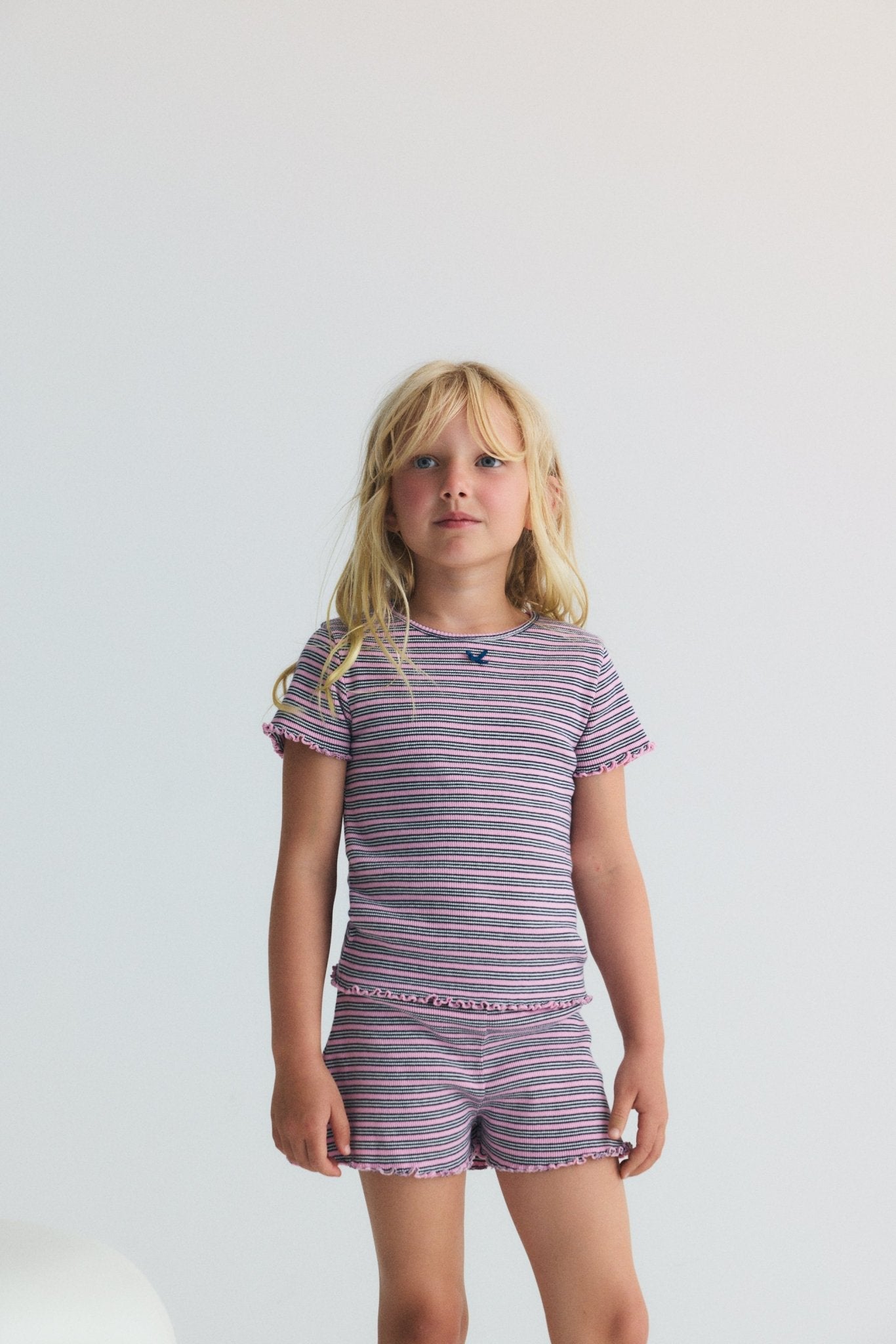 TNS Rib Tee Pink Lavander Mini Stripes