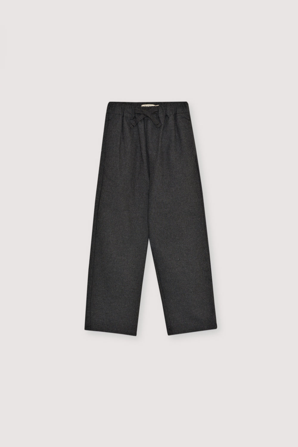 Comfortable and refined, these Grey Melange flannel pants feature an elastic waistband with a distinctive front closure that combines buttons and a drawstring. 