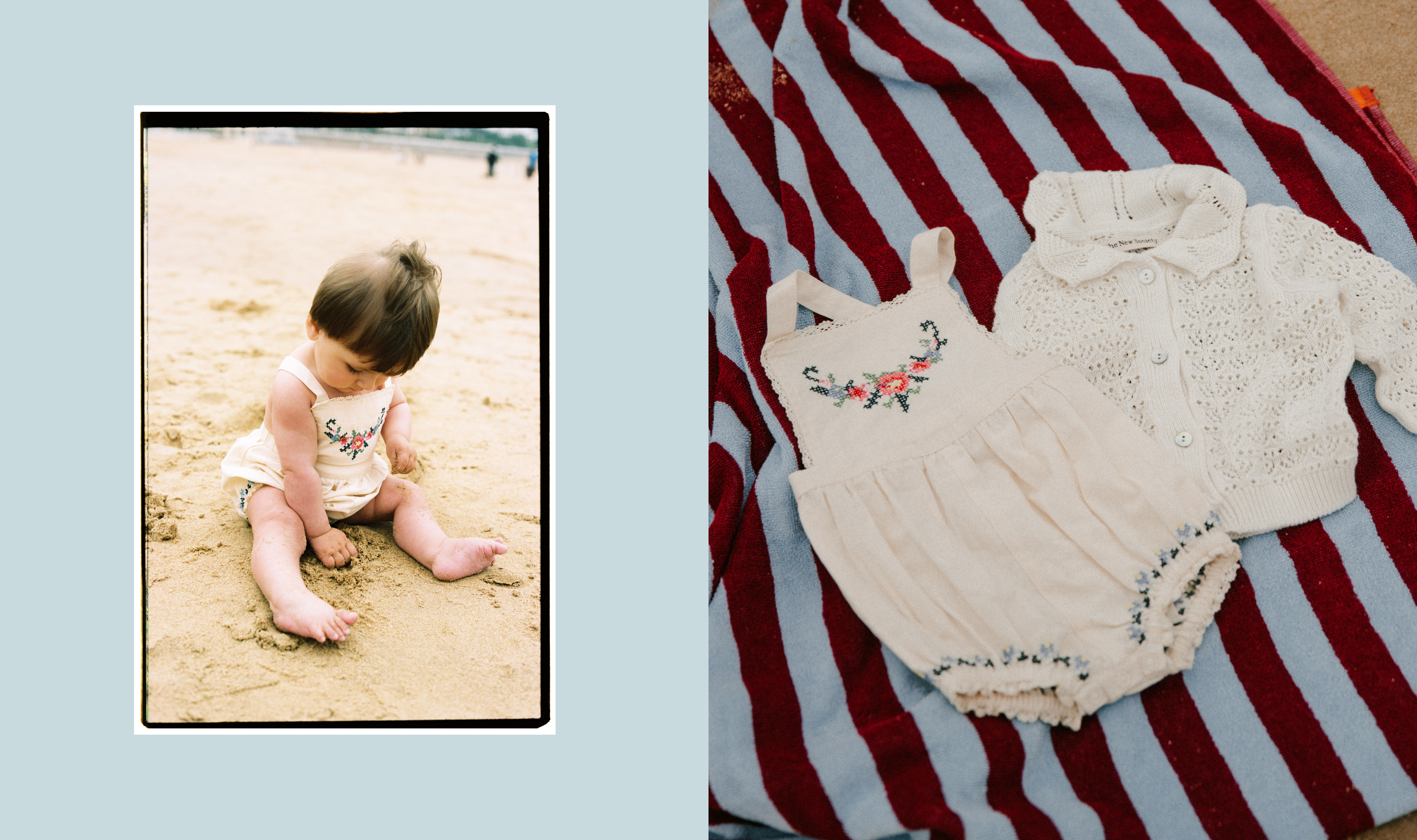 Baby outfit made from soft natural materials with a cozy feel and simple, refined aesthetic