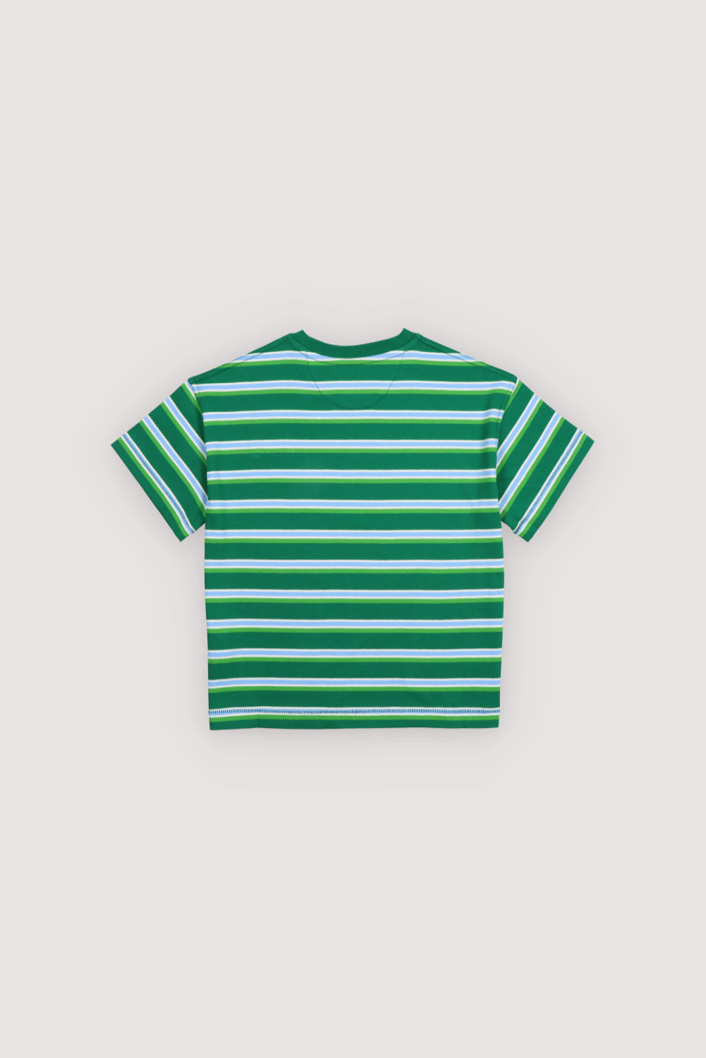 Cotton jersey T-shirt featuring multicolor stripes and a Society embroidery detail on the chest for a distinctive touch.