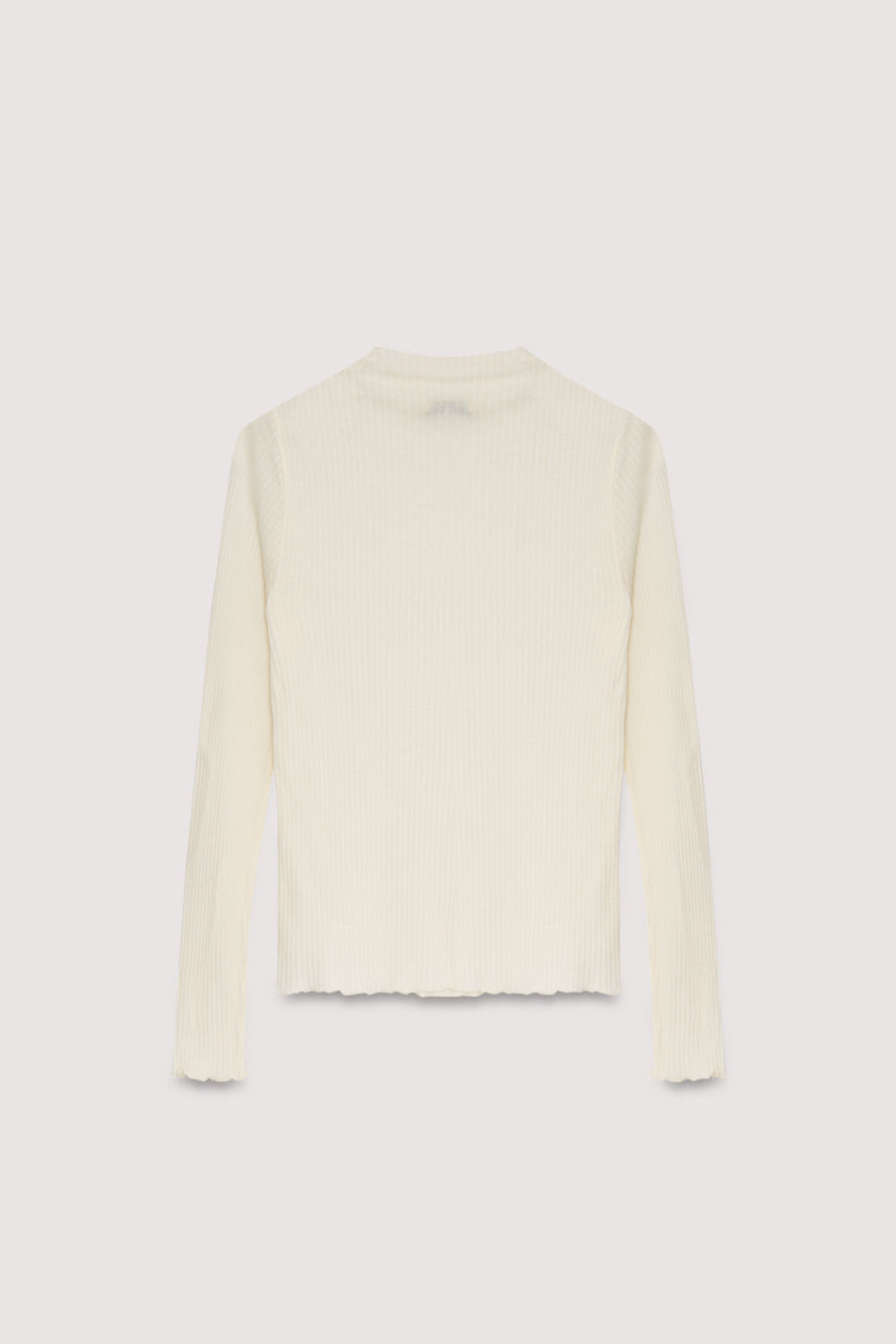 Slim ribbed cotton t-shirt with a high neck.